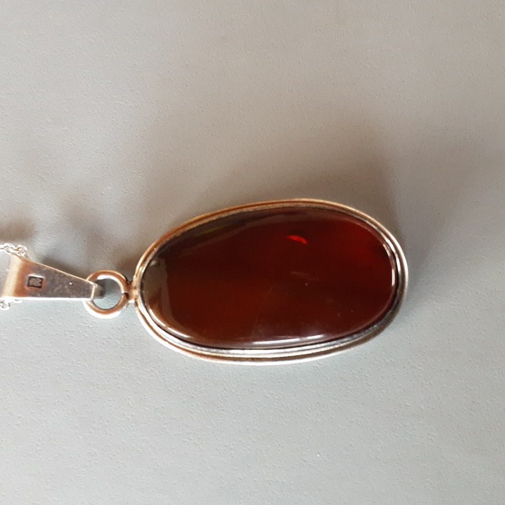 Genuine amber sterling silver necklace - Picture 13 of 16